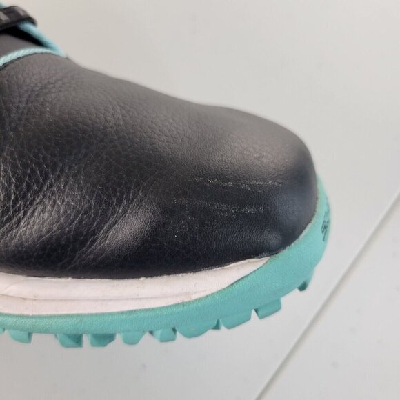 Sqairz Arrow Golf Shoes Womens Sz 7 Black Blue Waterproof Spikes Sneakers Preppy - Picture 3 of 14